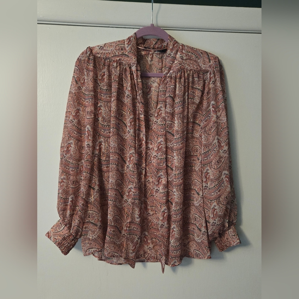 Zara Paisley Blouse - Pink and Gold